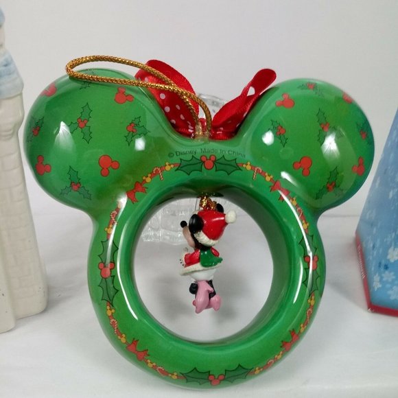 Vintage Disney Cinderella Castle Ceramic Picture Frame & Mickey Minnie Ornaments - Picture 7 of 14